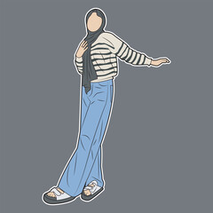 hijab woman vector with casual style