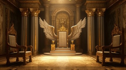 Illustration of Heavenly Throne Room. AI Generative - obrazy, fototapety, plakaty