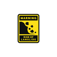Risk of landslide caution warning symbol design vector