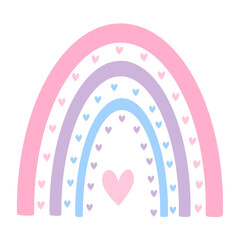 Pastel hand drawn rainbow with heart