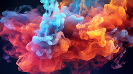 Fototapeta premium Neon clouds, coloured smoke, wallpaper, generative AI