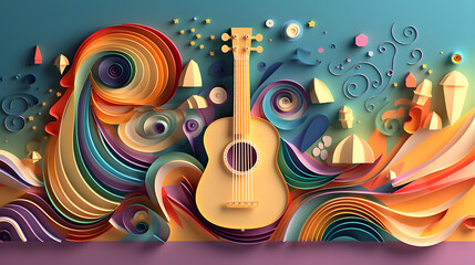 Plakat World music day background illustration.
