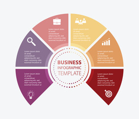 Six Steps Three Quarters Circle Business Infographic Template, Advertising Pie Chart Diagram Presentation