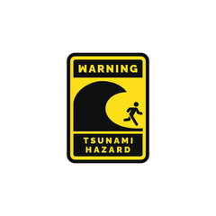 Tsunami hazard caution warning symbol design vector