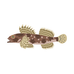 ニジカジカ。フラットなベクターイラスト。
Elkhorn sculpin. Flat designed vector illustration.