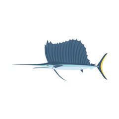 バショウカジキ。フラットなベクターイラスト。
Indo-Pacific sailfish. Flat designed vector illustration.