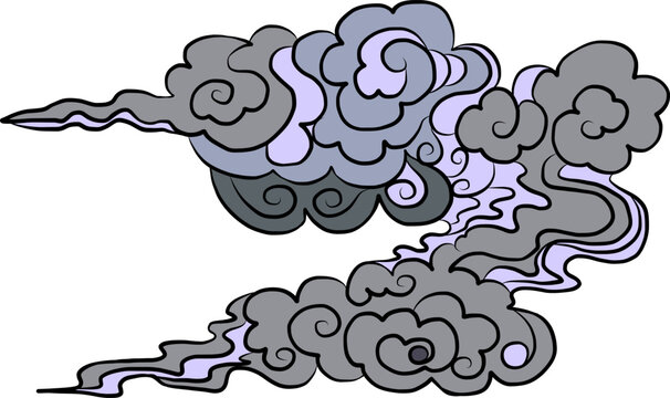 Chinese cloud vector for printing on white background.Traditional Japanese cloud for tattoo design idea.Element for printing on wallpaper on backdrop.