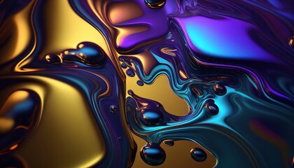 Iridescent quicksilver colorful liquid background, abstract art backdrop