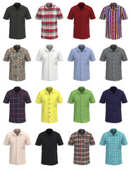 Man Shirt Short Sleeve. Isolated Button-down shirt