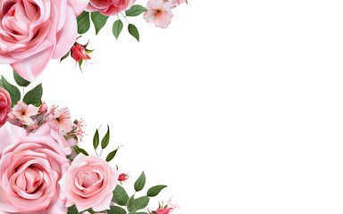 ai generated a Rose flower Clipart border. For decorating cards, invitations, banners,