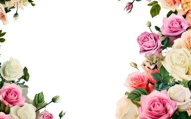 ai generated a Rose flower Clipart border. For decorating cards, invitations, banners,