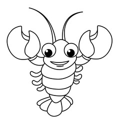 Funny shrimp cartoon characters vector illustration. For kids coloring book.