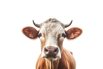 Naklejka premium Standing Cow on an Isolated White Background