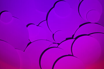 Bright purple pink gradient abstract background of fly paper circles different size, top view, backdrop for advertising, design, card, poster, flyer, text in modern disco neon party geometric style.