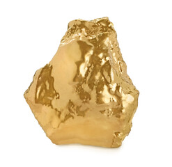 One beautiful gold nugget on white background