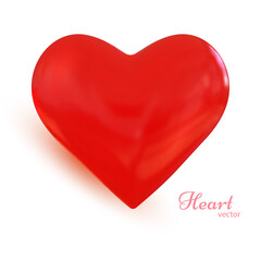 Red heart.Realistic love heart 3D.Valentine's Day. Vector illustration
