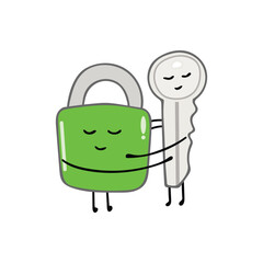vector illustration cute lock and key by wordspotrayal