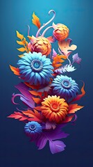 Fototapeta na wymiar Cute Chrysanthemum blooming flower. Vibrant colorful floral design with beautiful flower. Generative AI
