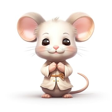 Portrait of Rat cartoon animal. Cute style character avatar. Generative AI