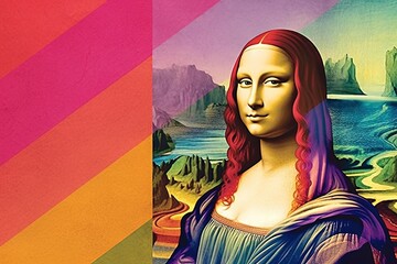 Mona Lisa's Queer Tale: Unveil the hidden love story behind the enigmatic smile, as the Mona Lisa's secret passion embraces LGBTQ themes in a fantastical twist illustration generative ai