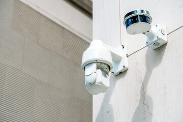 Security surveillance camera. Security, safety and tracking in the city and public place