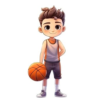 Cute Athlete character isolated on white background. Colorful painting illustration. Generative AI