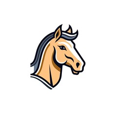 Portrait of Stallion horse cute animal icon. Line style character avatar. Generative AI