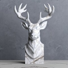 Portrait of Deer animal in marble sculpture style. Ancient statue of animal. Generative AI