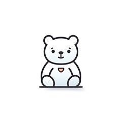Portrait of White bear cute animal icon. Line style character avatar. Generative AI