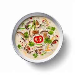 Tom Kha Gai dish isolated on white background. Generative AI