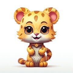 Fototapeta premium Portrait of Cheetah cartoon animal. Cute style character avatar. Generative AI