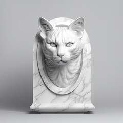 Portrait of Cat animal in marble sculpture style. Ancient statue of animal. Generative AI