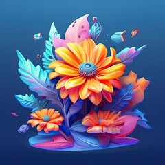 Fototapeta na wymiar Elegant Zinnia blooming flower. Greeting card floral design with beautiful flower. Generative AI