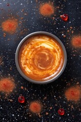Creme Brulee delicious dessert on stone surface background. Generative AI
