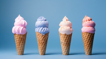 Variety taste of ice cream cones isolated