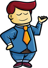 Funny fat worker boss cartoon character