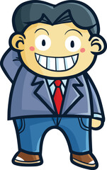 Funny businessman or employee smiling happily