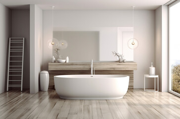 Fototapeta na wymiar Bathtub in modern style bathroom with Generative AI