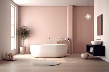 Fototapeta na wymiar Bathtub in modern style bathroom with Generative AI