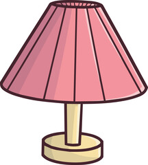 Pink wooden desk lamp cartoon illustration