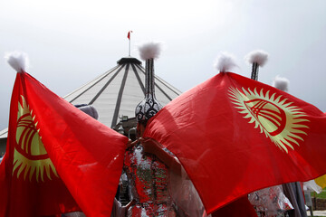 Kyrgyzstan. Folk dance performance at the festival