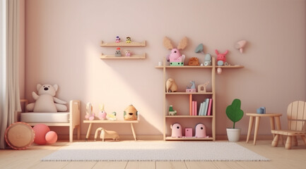 Living room for children and dolls with Generative AI