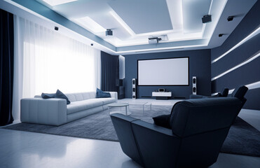Home theater in modern style with Generative AI