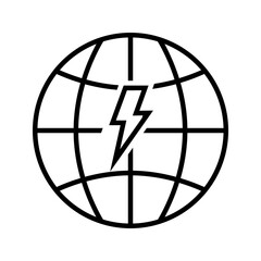 globe with lightning bolt icon vector