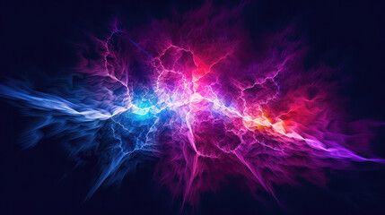 Naklejka premium Neon lightning background wallpaper, generative AI