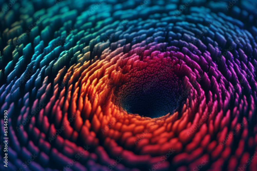Aufkleber an abstract representation of a fingerprint, with vibrant and contrasting colors, generative ai tech