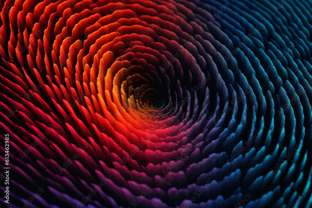 Fototapete an abstract representation of a fingerprint, with vibrant and contrasting colors, transforming the f