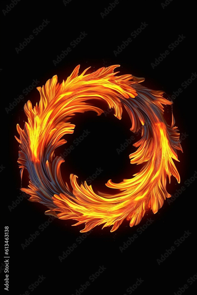 Aufkleber A series of stylized flames arranged in a circular pattern, creating a visually striking and hypnotic effect.  Generative AI technology.