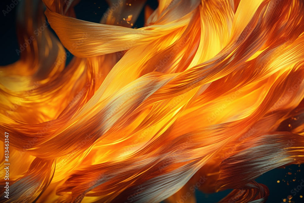 Aufkleber an abstract representation of a flame made of flowing ribbons, conveying movement, energy, and the d