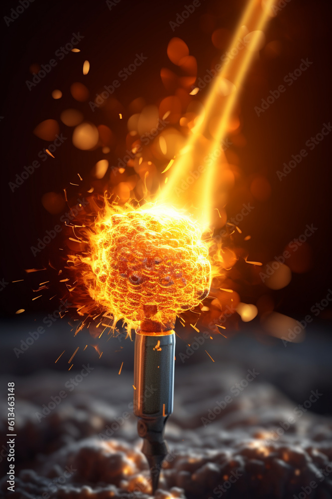 Poster A close-up photograph of a match being lit, capturing the moment of ignition and the initial burst of flame.  Generative AI technology.